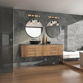 Kingswood - 3-Light Open Bulb Wall Light - Natural Wood