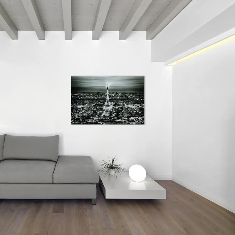 "Paris Night" Frameless Free Floating Tempered Glass Panel Graphic Wall Art