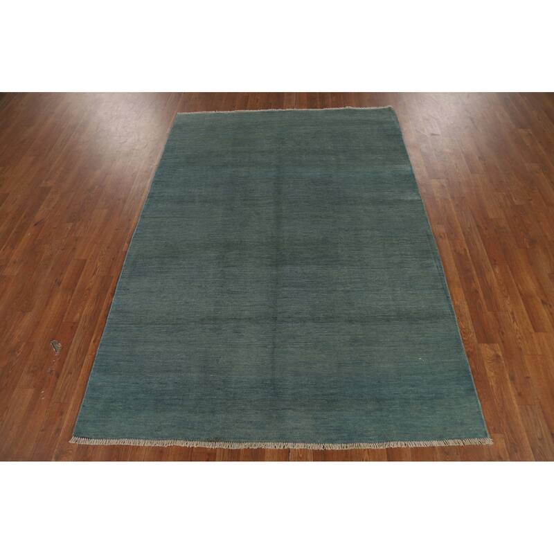 Aqua Blue & Green Modern Gabbeh Oriental Area Rug Handmade Wool Carpet - 4'10" x 6'10"