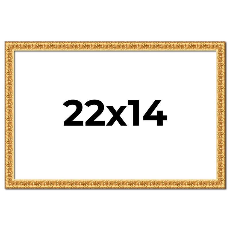 22x14 Frame Gold Real Wood Picture Frame Width 1 inches | Interior