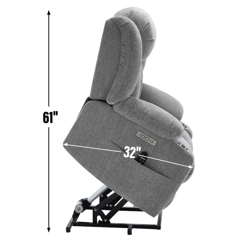 Power Lift Recliner Chair, 350 LBS Capacity, 8-Point Massage & Heat, USB Ports