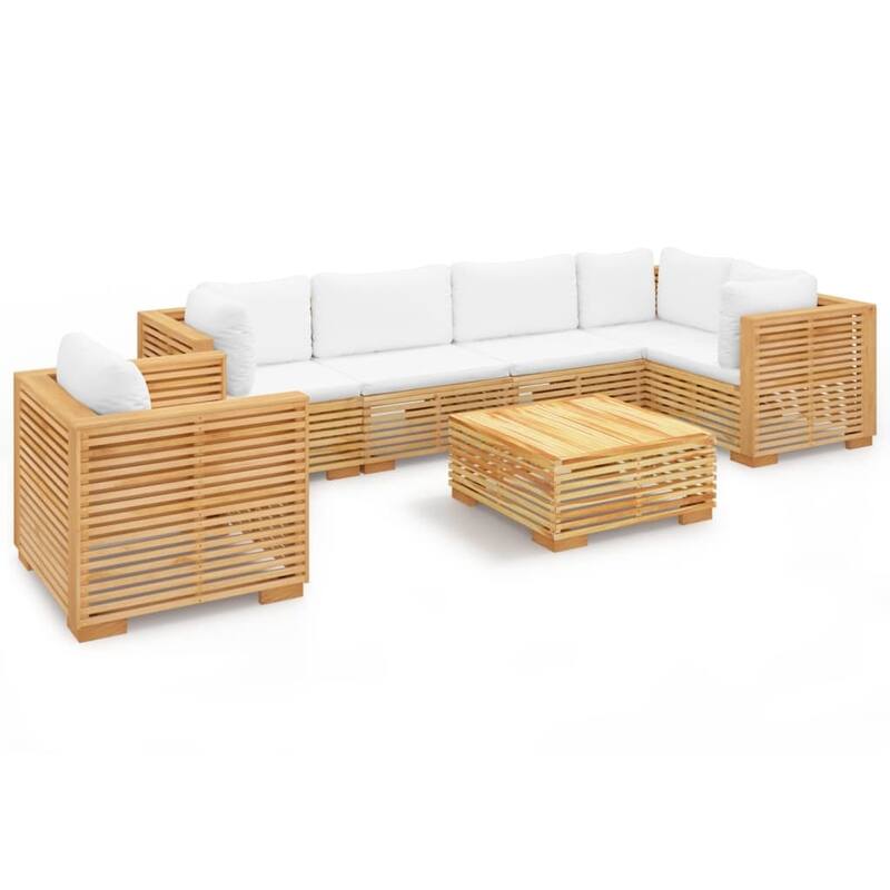 vidaXL 3 Piece Patio Lounge Set with Cushions Solid Wood Teak - 27.4" x 27.4" x 23.6"