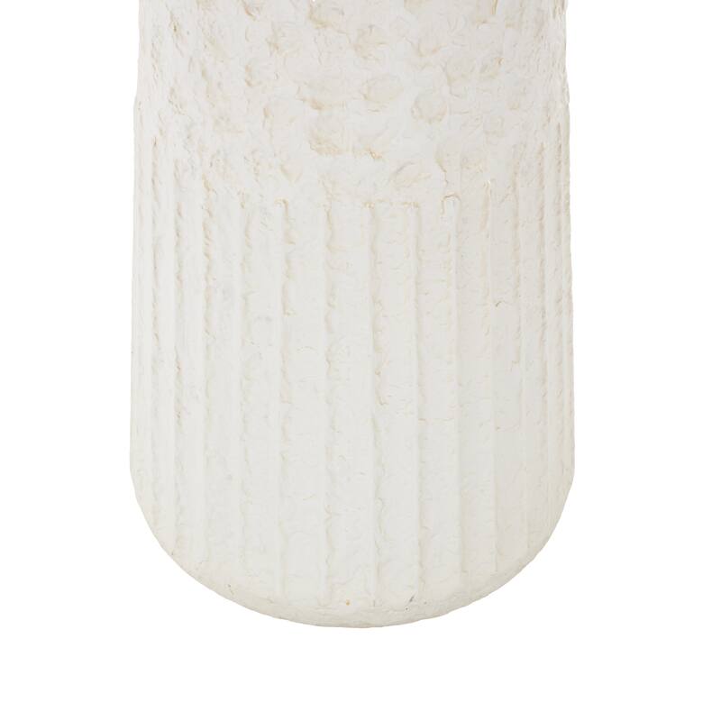 White Metal Textured Decorative Vase with Honeycomb Pattern (Set of 3)