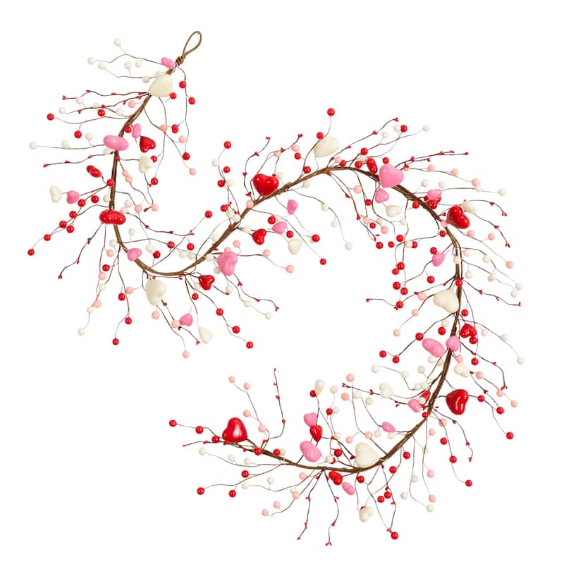 6-ft Artificial Valentine-fts Day Heart & Berry Twig Garland