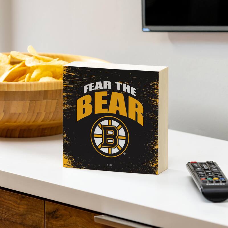 Boston Bruins Wooden Tabletop Mantel Shelf Sign - 6" x 6"