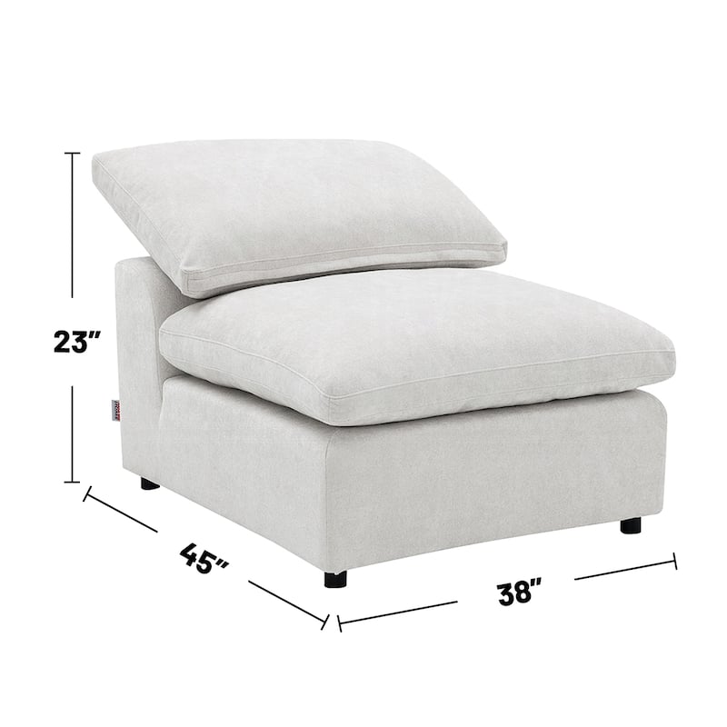 Linen and Wood Modular Armless Chair
