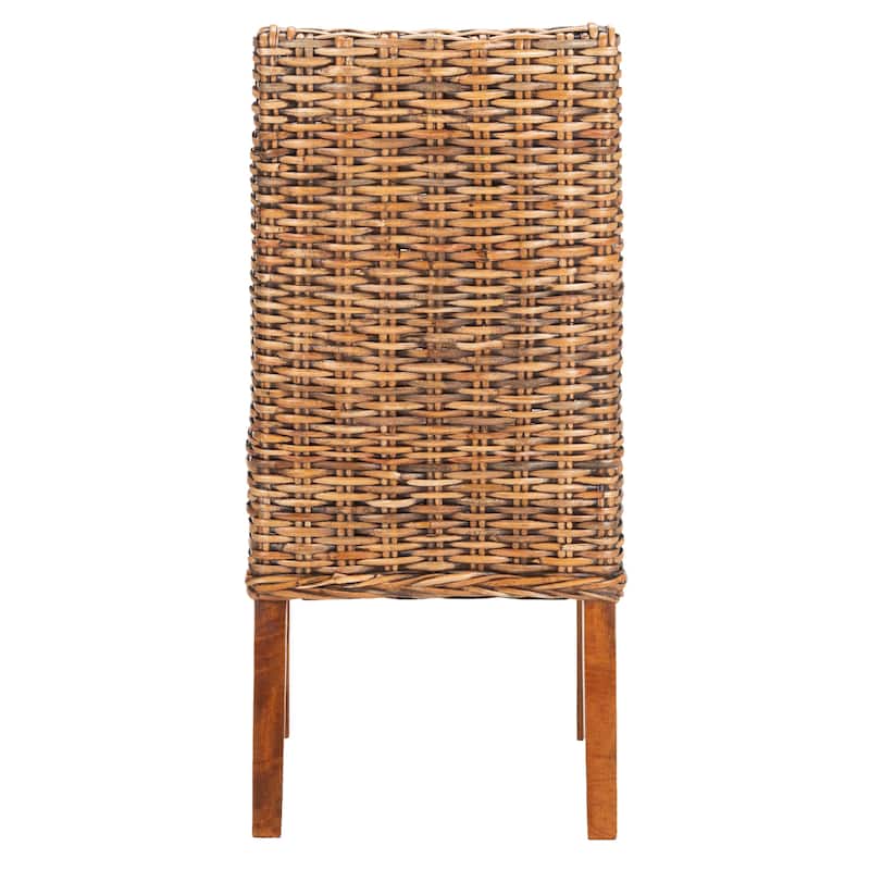 SAFAVIEH Charolette Indoor Wicker Brown Sloping Arm Chairs (Set of 2) - 20" x 24" x 39" - 20Wx24Dx39H