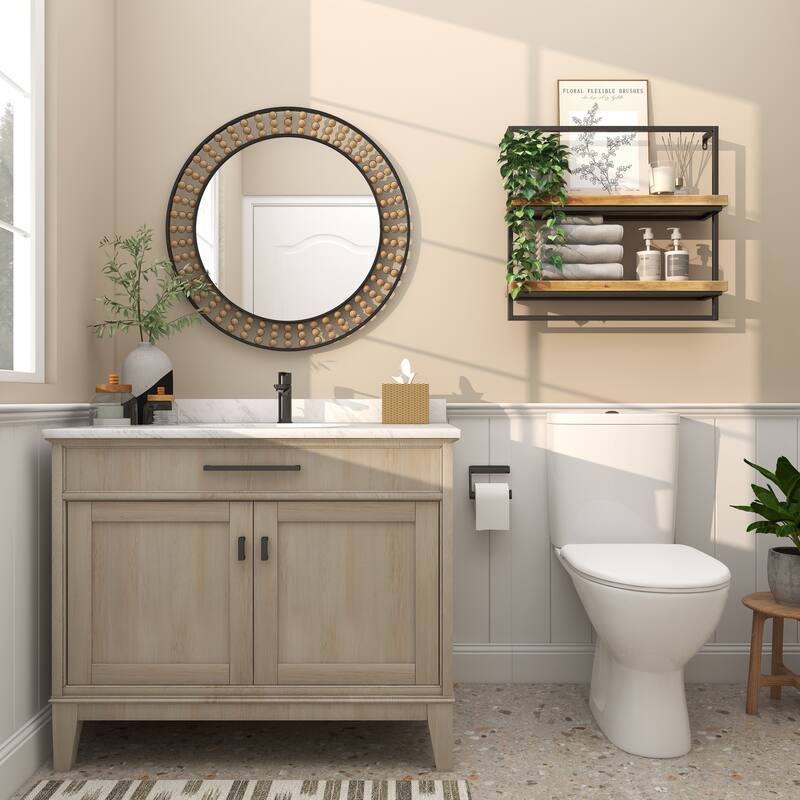 Contemporary Metal Wall Mirror with Beaded Detailing - White or Black