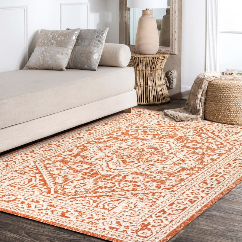 JONATHAN Y Rozetta Medallion Textured Weave Indoor/Outdoor Area Rug