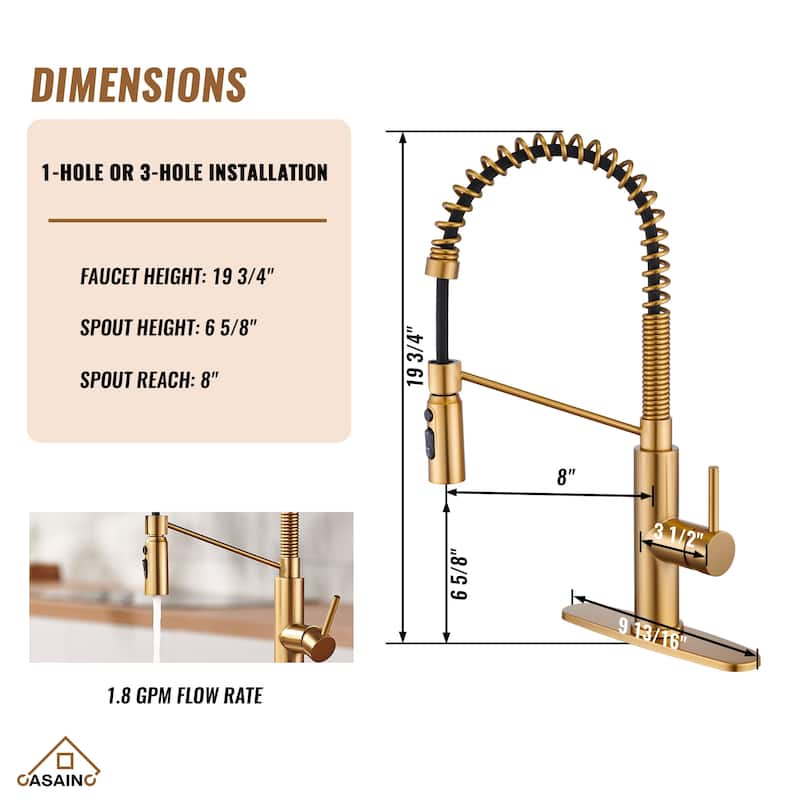 Single Handle Pull Down Sprayer Kitchen Faucet