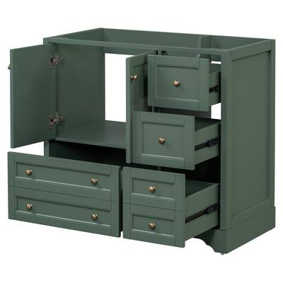 36-Inch Green Bathroom Vanity with 4 Soft-Closing Drawers, Waterproof MDF, Metal Hardware, Solid Wood Frame