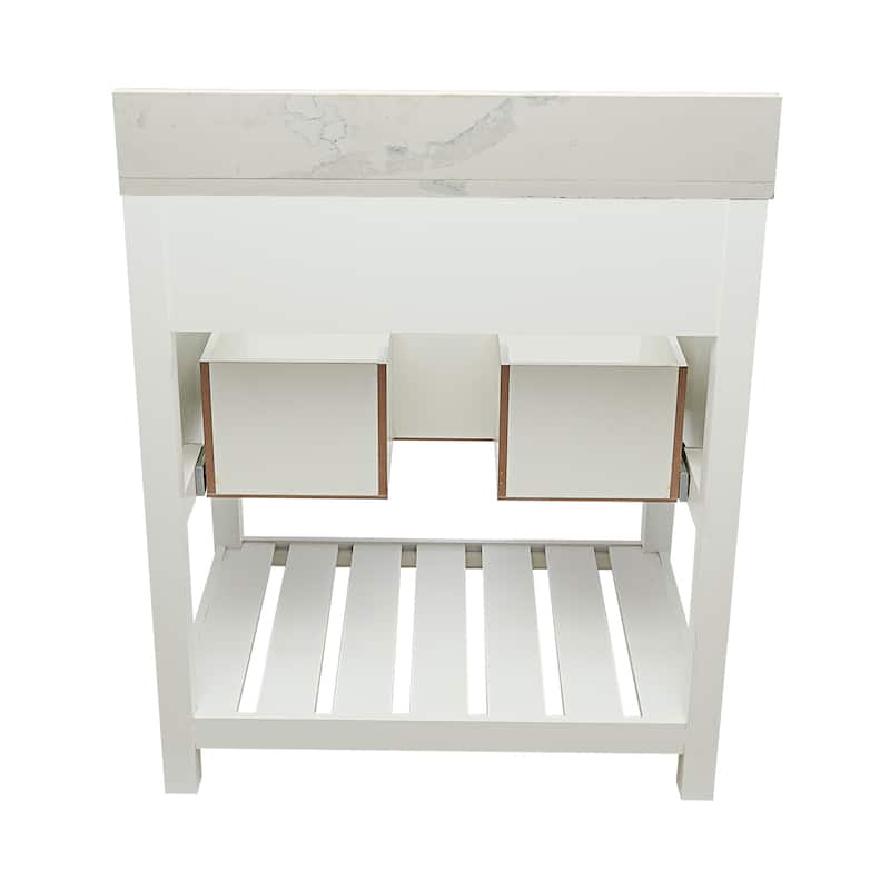 Taos 31" Bathroom Vanity in Espresso with Quartz Stone Vanity Top Sink w/ Backsplash in Galaxy White Single Hole