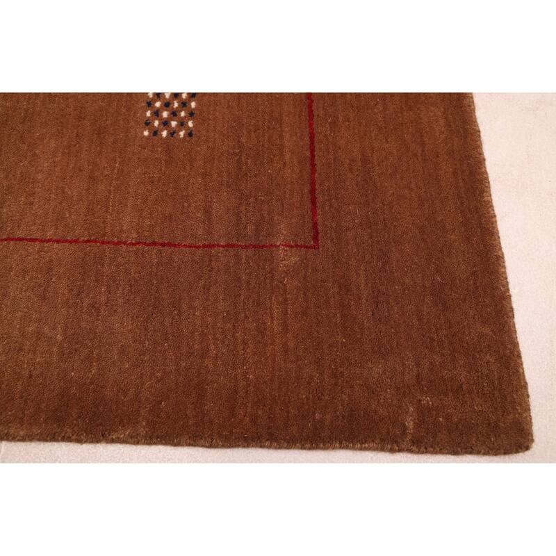 ECARPETGALLERY Hand Loomed Kashkuli Gabbeh Brown Wool Rug - 5'0 x 6'11