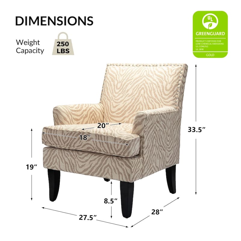 Akorda French Country Armchair with Nailhead Trim and Solid Wood Legs by HULALA HOME