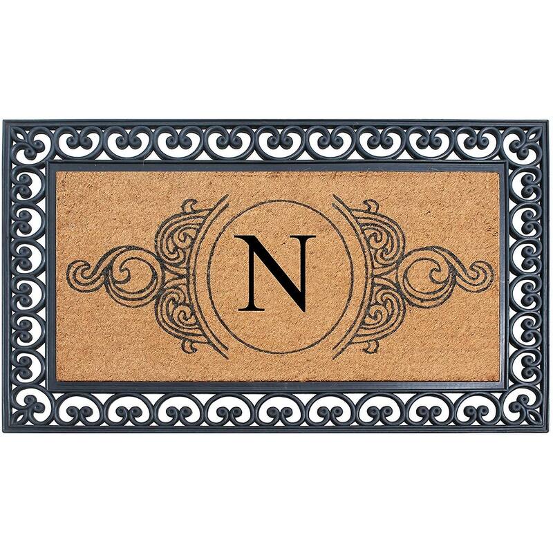 A1HC 30" x 48" Heavy-Duty Rubber & Coir Outdoor Doormat with Copper/Black Border – Large, Non-Slip Backing - N