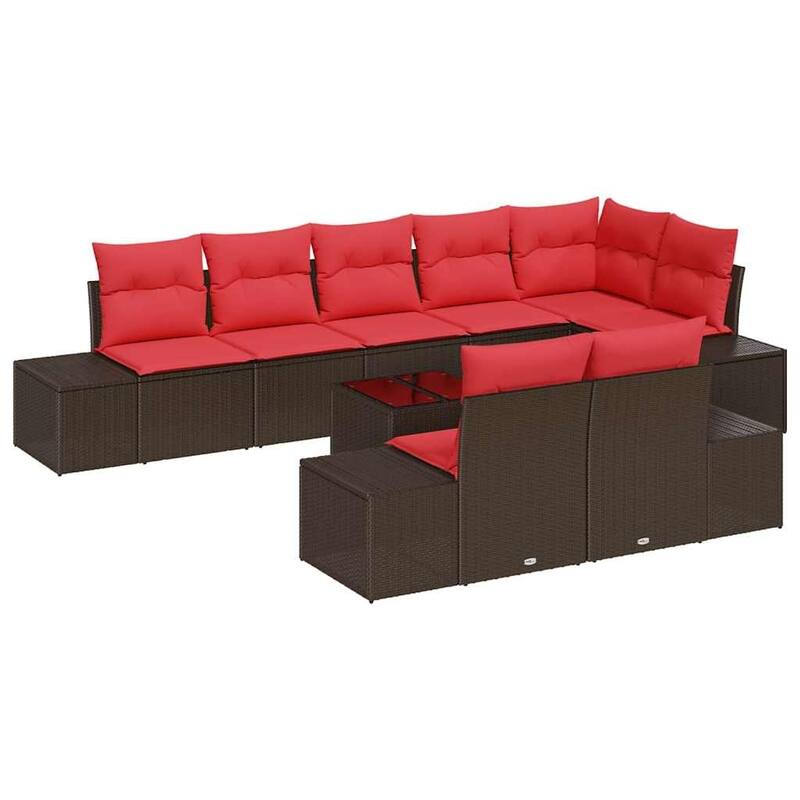 vidaXL 9 Piece Garden Sofa Set with Cushions - 125.6×60.6×27.2