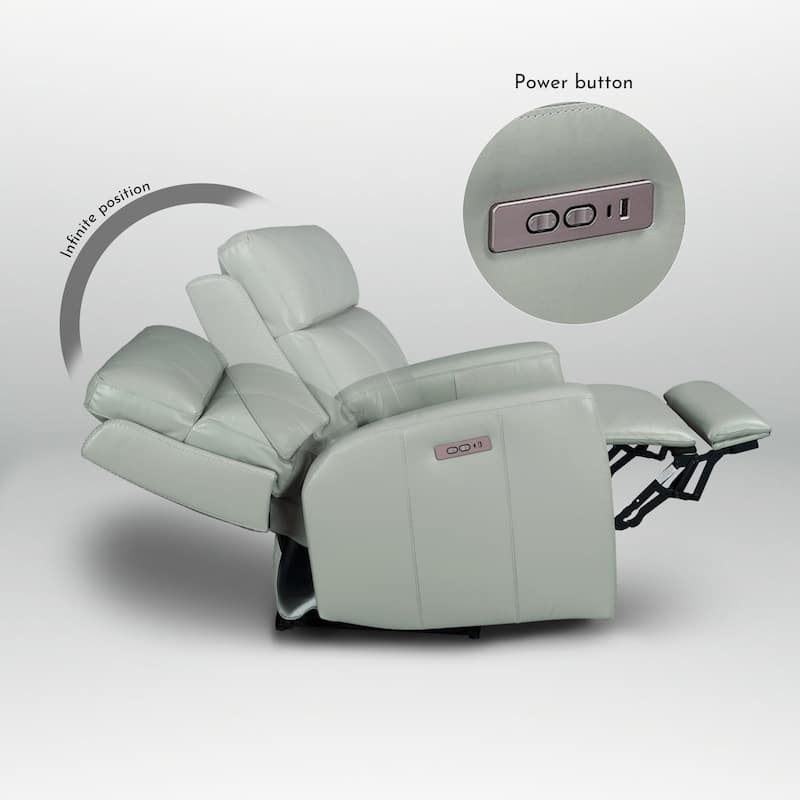 Genuine Leather Zero Gravity Power Recliner Chair with Power Headrest, USB&USB-C Port