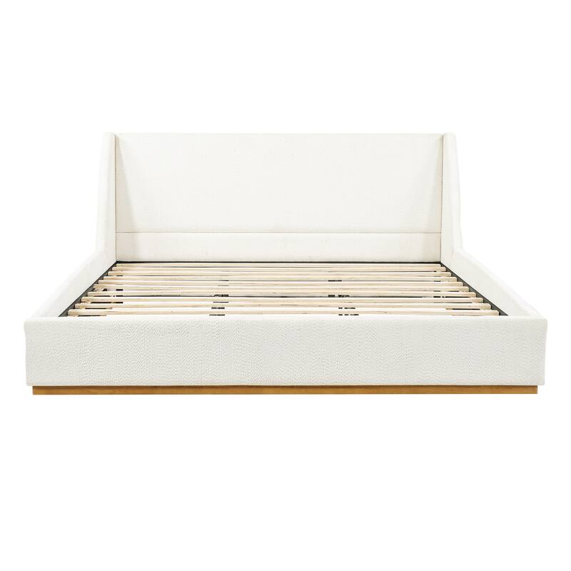Christopher Knight Home - Modern Upholstered Boucle Platform Bed with Wingback Headboard