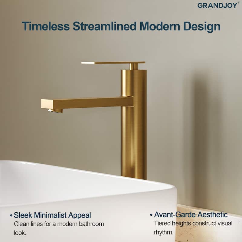 GRANDJOY 2-Pack High-Arc Bathroom Vanity Faucet, Single Hole Installation
