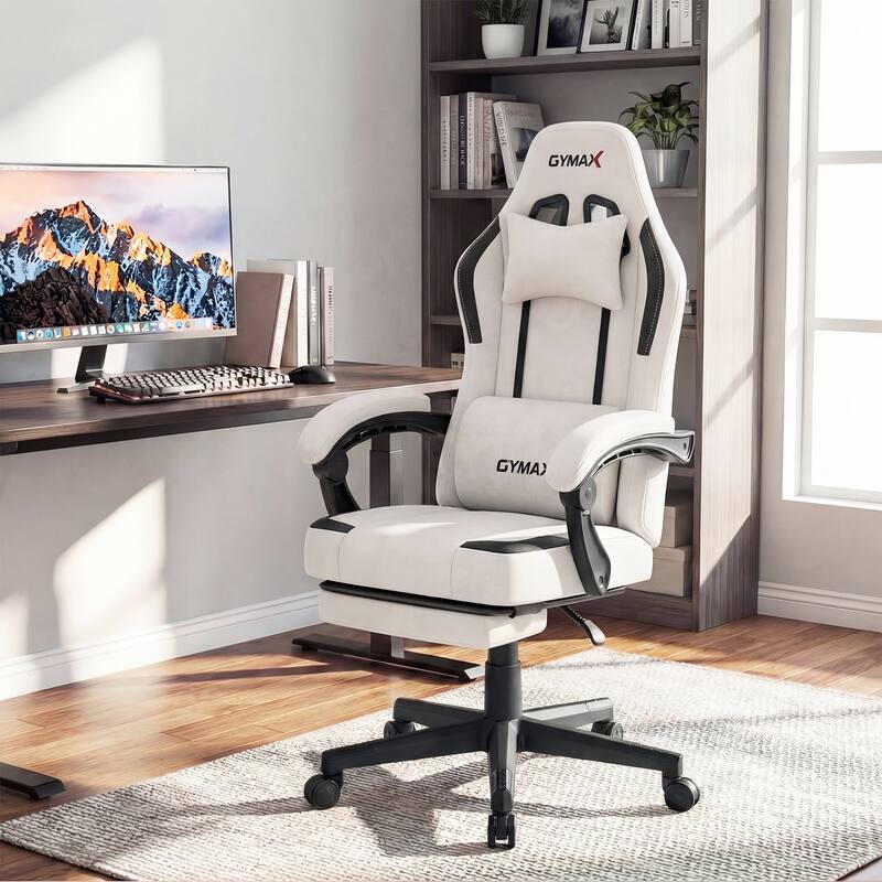 Gymax Gaming Chair w/ Headrest Reclining Backrest Lumber Support