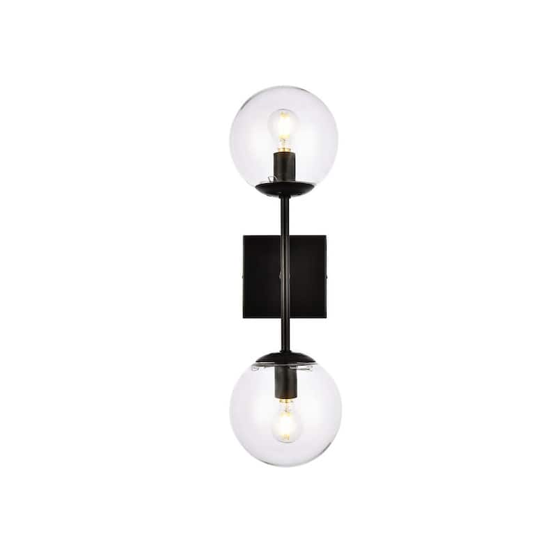 Elegant Lighting LD2357 Neri 2 Light 6" Wide Vanity Light - Black / Clear