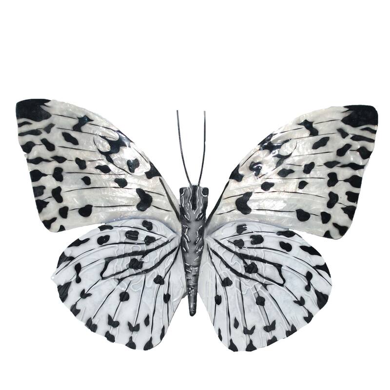 Eangee Handmade Butterfly Capiz Shell Wall Decor Black And White, 11 x 1 x 8 in.