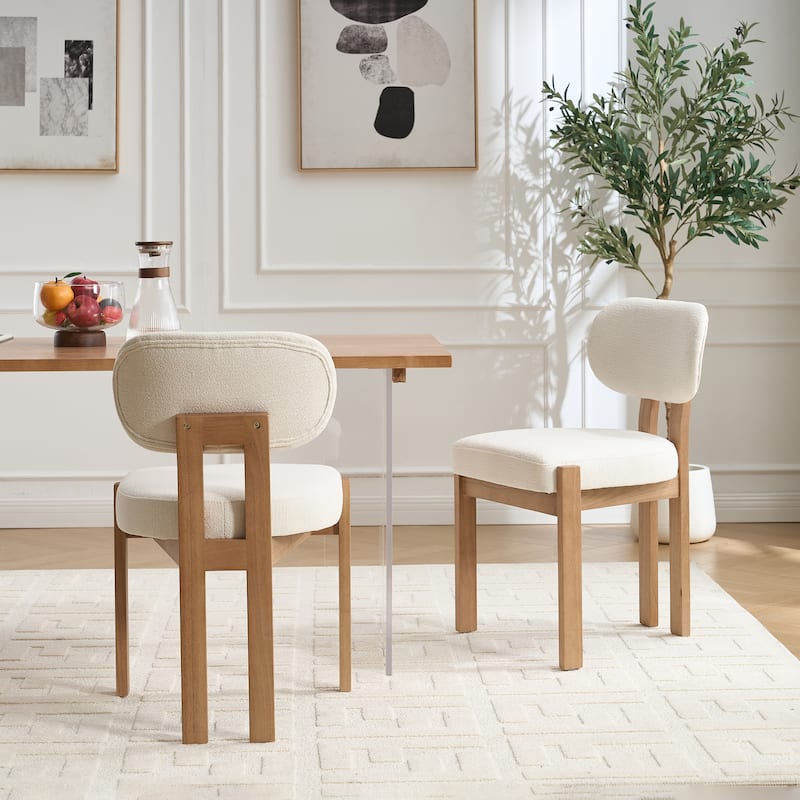 [Set of 2] Modern Farmhouse Dining Chairs – Upholstered Fabric Seats with Wooden Frame‌.