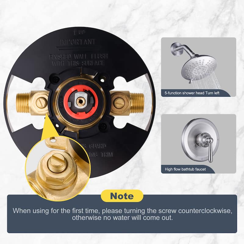 WOWOW Single Handle 5-Spray Shower Faucet with Valve