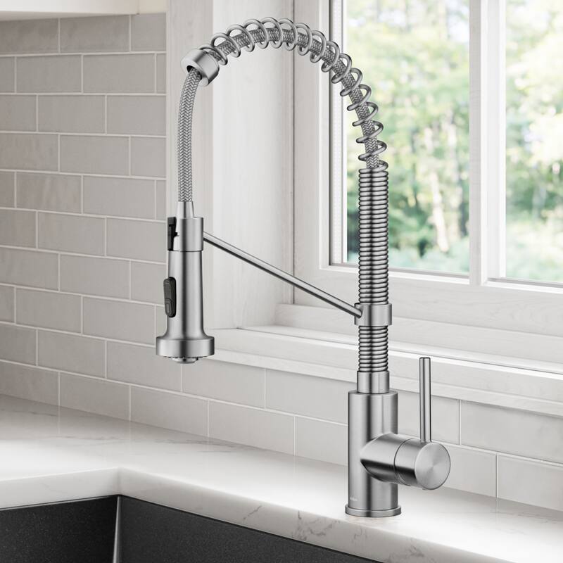 Kraus Bolden 2-Function 1-Handle Commercial Pulldown Kitchen Faucet - KPF-1610 - 18" Height - SS - Stainless Steel