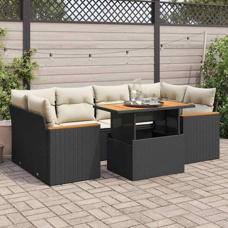 vidaXL Garden Sofa Set Black PE rattan Large Modular Garden Sofa Set - 21.7 x 39.4 x 28.7