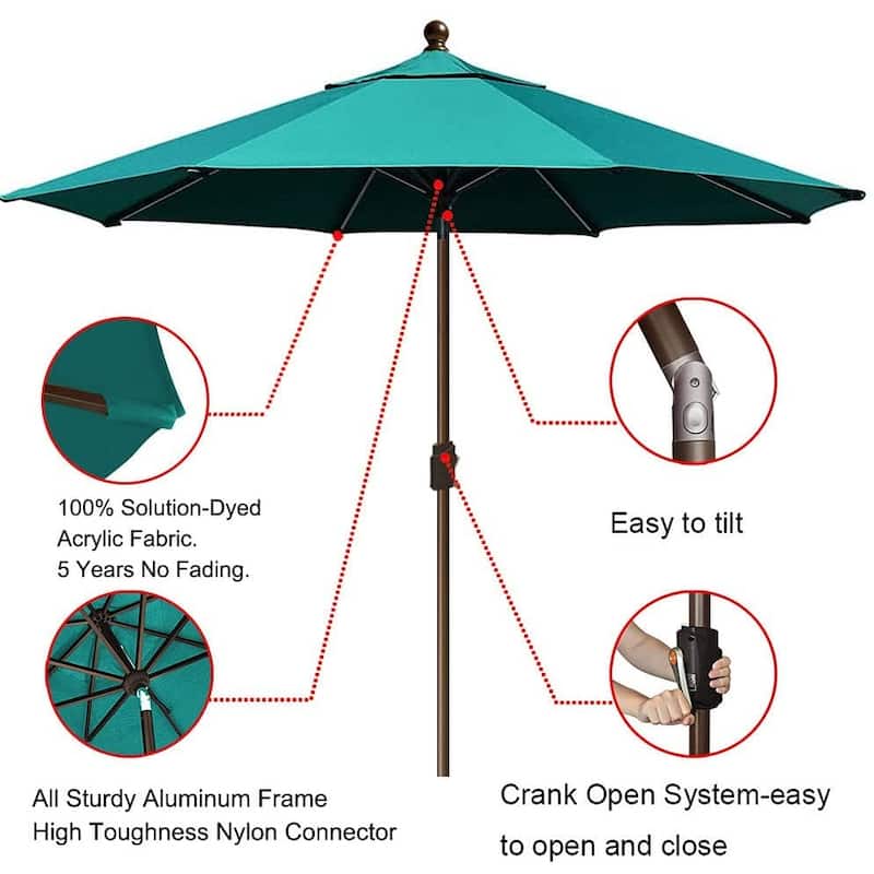 Tradesparker Multicolor Sunbrella 9ft/10x6.5ft Patio Market Outdoor Table Umbrella