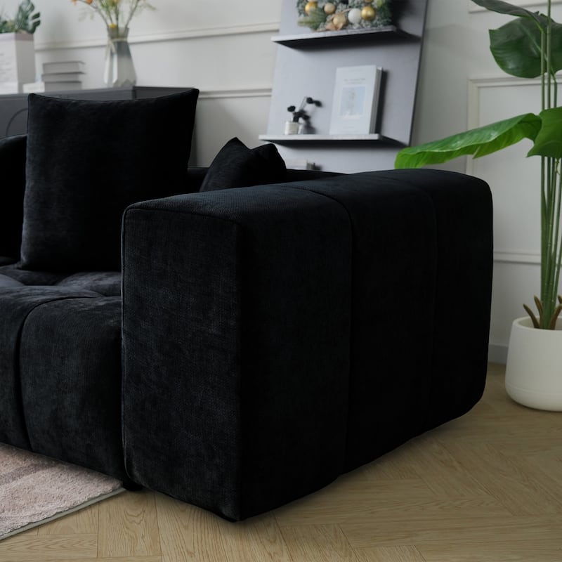 4-Seater Linen Upholstered Cloud Couch Modular Sectional Sofa for Living Room and Bedroom