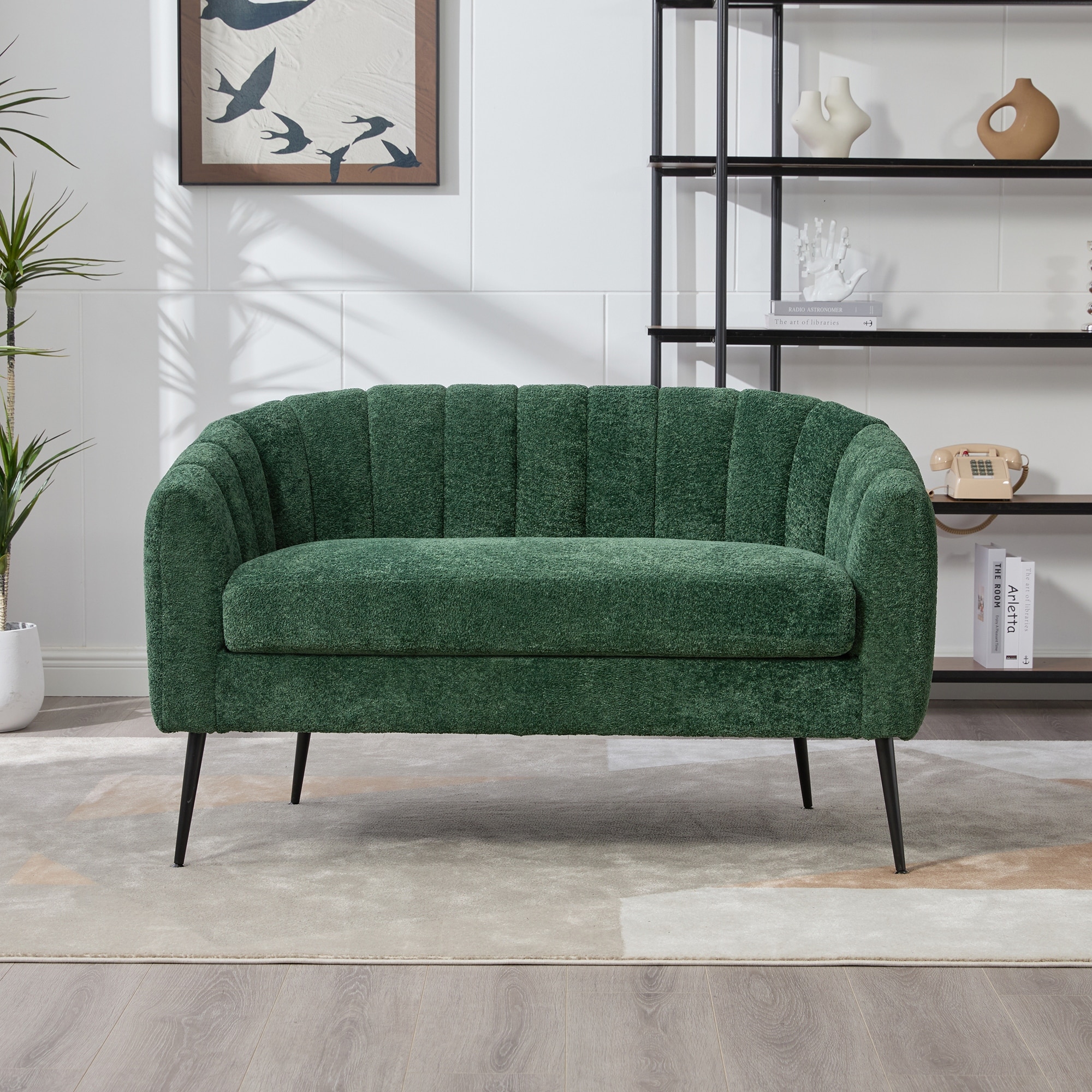 Upholstered Mini Loveseat Accent Couch, Modern Glam Small Settee