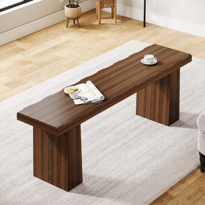 47'' Wood Bench with Double Pedestal for Entryway Kitchen Bedroom