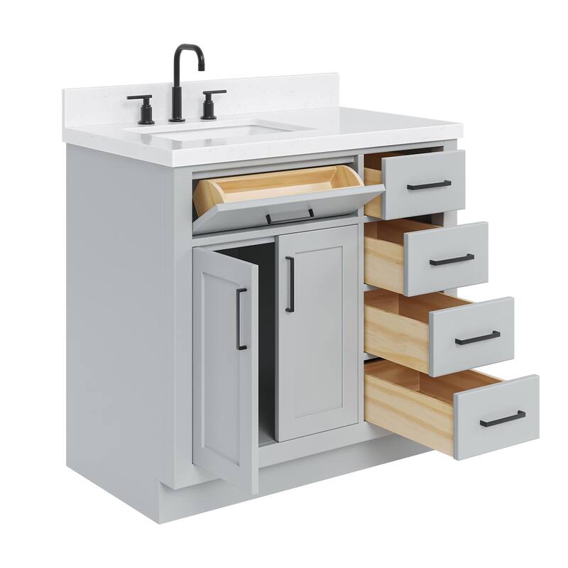 Ariel T036SLCQRVO Hepburn 36" Free Standing Single Basin Vanity Set