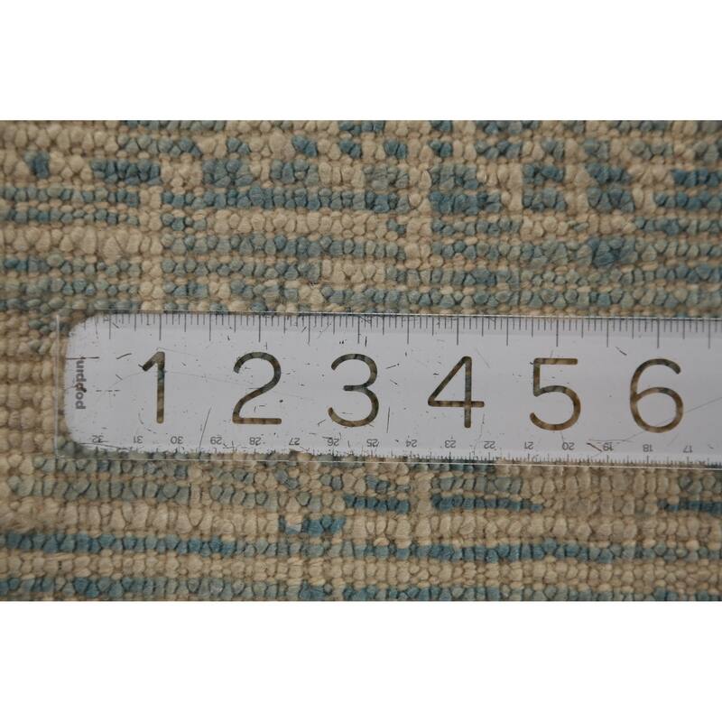 Hand Knotted Oriental 100% Wool Carpet Transitional Geometric Navy Blue & Blues Oushak Runner Rug - 14' 2'' X 3' 1''