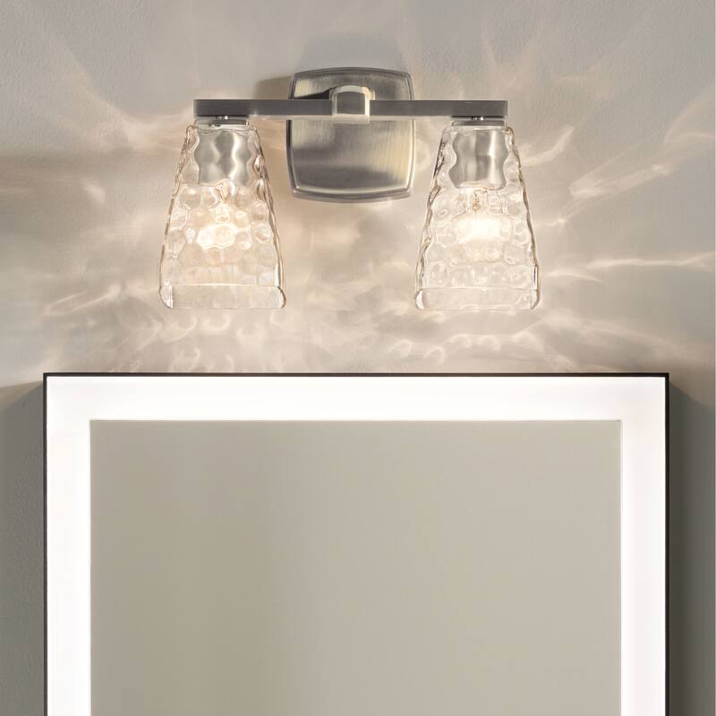 Kichler Lighting Marant 14.25" 2-Light Vanity Light with Clear Water Glass in Brushed Nickel
