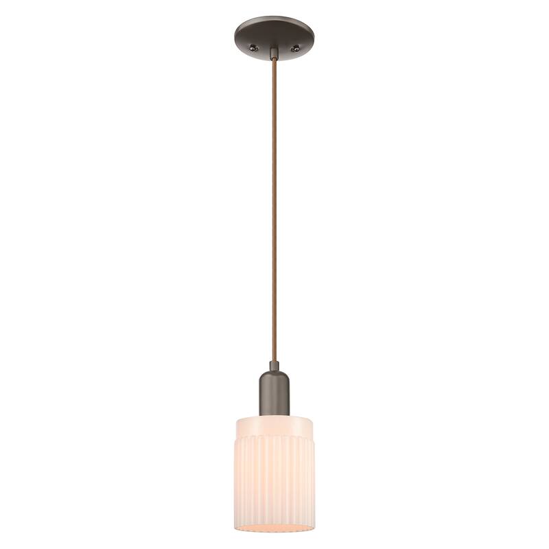 Innovations Lighting Endless Possibilities Arcadia - Hadley - 1 Light 5" Cord Hung Mini Pendant - Oil Rubbed Bronze/Matte White