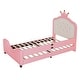 preview thumbnail 7 of 7, Adorable Princess Pink Twin Size Upholstered Daybed with Button Tufted Crown Headboard, Low Profile Platform Bed for Kids