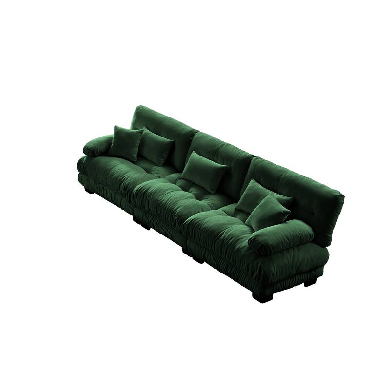 Roomfitters 3-Seater Modular Chenille Sofa, Deep Seat Cloud Couch with Round Bolster Armrests
