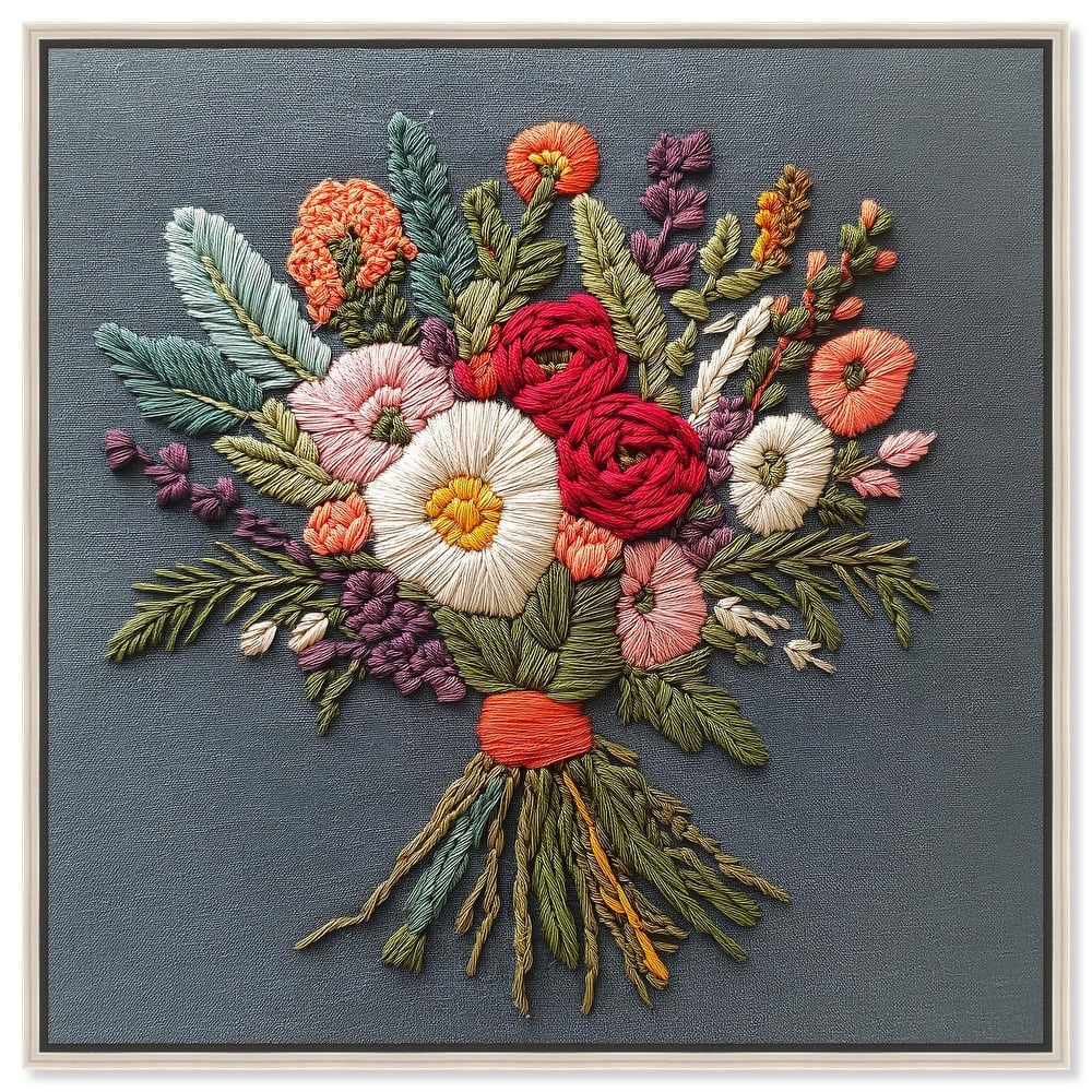 Stitched Bloom Bouquet I Canvas by Art Remedy
