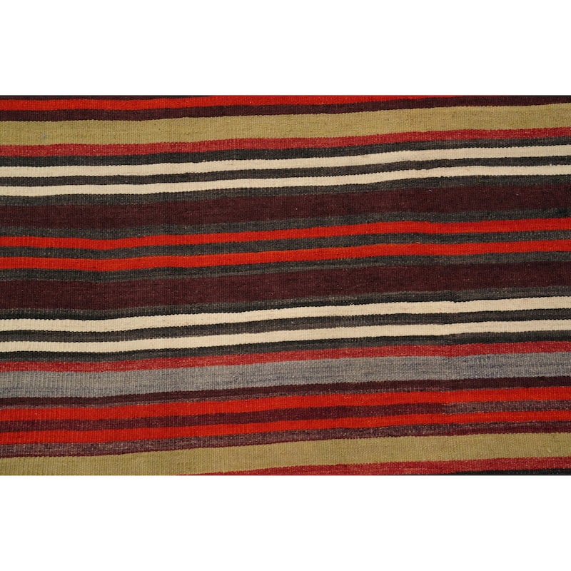 Hand Woven Oriental 100% Wool Carpet Southwestern Geometric Multi-Colored Kilim Area Rug - 10' 1'' X 5' 0''