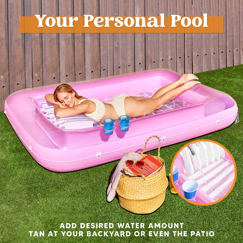 XL Inflatable Tanning Pool Lounge Float,85"x 57"Extra Large Sun Tan Tub Adult Pool Floats Raft for Pool Sunbathing Suntan Blow