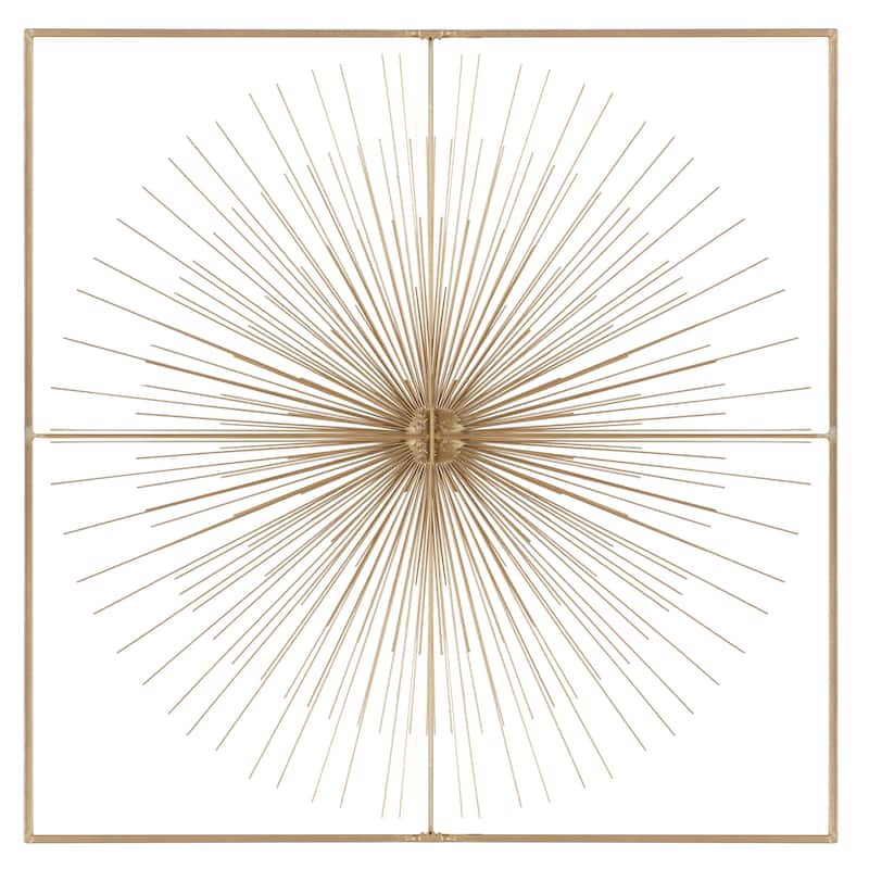 Metal Starburst Handmade Large 3D Wall Decor with Square Frame - Gold - CosmoLiving by Cosmopolitan