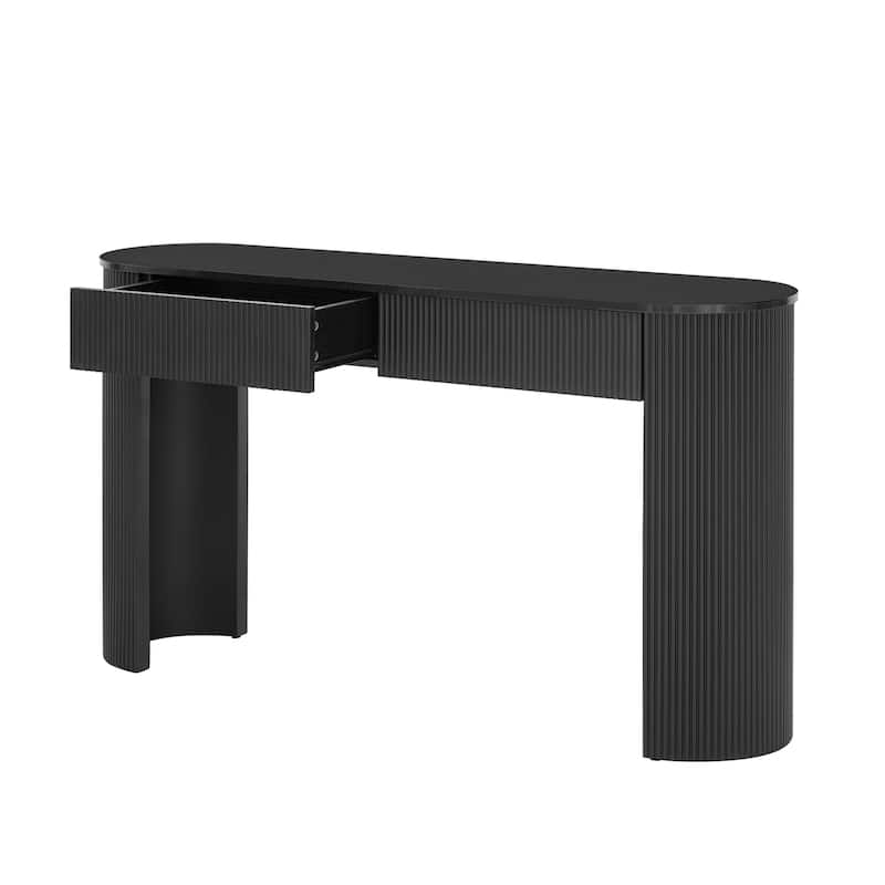 Fluted Design 54" Entryway Table with and Storage Drawers