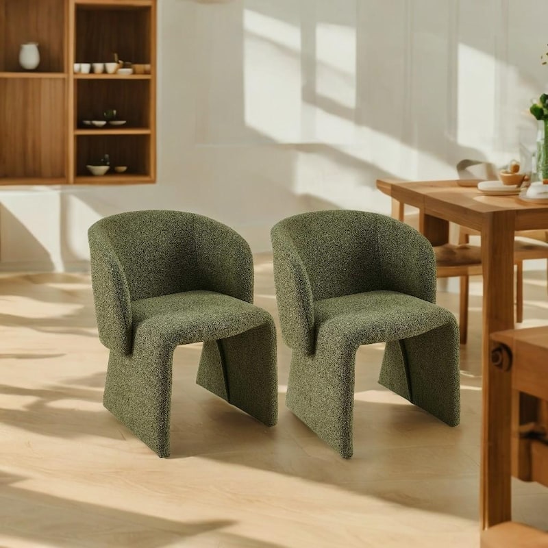 Modern Dining Chair Accent Chair White Single Sofa Chair Upholstered Side Chair Teddy Comfy Chair-Off White-2PC