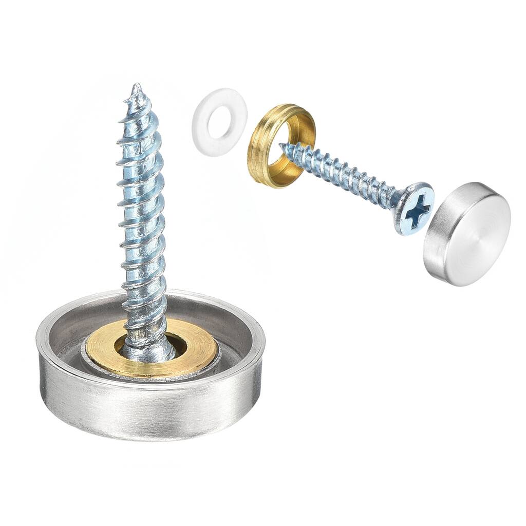 12 Pcs Screw Covers Caps, 304 Stainless Steel Mirror Screws - Silver