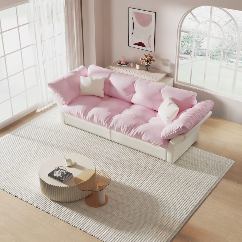 Queen Pull Out Sofa Bed, 3-in-1 Convertible Sleeper Tufted Sofa with 2 Soft Pillows, Velvet Loveseat Bed