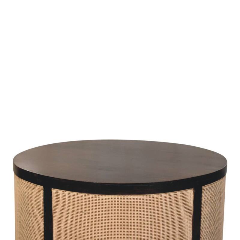Artisan Furniture Solid Wood Monaco Round Rattan Centerpiece ,Beige & brown