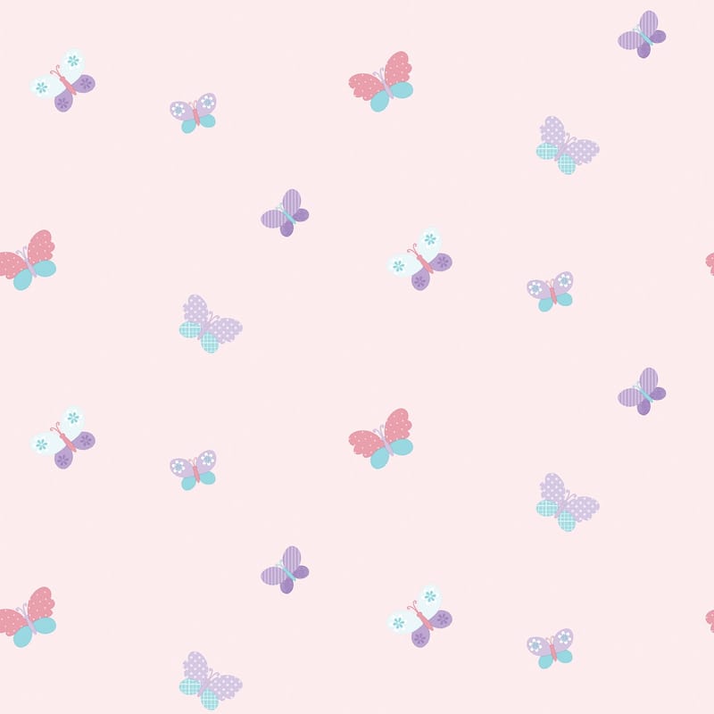 Galerie Wallcoverings Just 4 Kids 2 Butterflies Non-woven Matte Wallpaper Roll - 33 feet x 21 inches - Pink